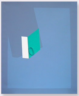 Ermanno Leinardi 1992 spazio ambiguo con verde - acrilico su tela cm 92 x 73